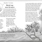 "Janniks Tierinfos: Wald von oben bis unten" gefolgt von einer detaillierten Beschreibung der verschiedenen Waldschichten. Links Illustration eines Jungen und unten rechts Bäume mit Tieren.