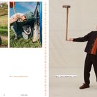 IMG 01 - FERA_c1_20251201_fera. Eine Person balanciert eine Axt auf einem Finger. Links: Motorradfahrer und Mann mit Helm.