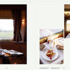 Text: "CITAN", "IV.", "Lorem ipsum dolor sit amet..."  
Zwei Bilder: Ein Zugabteil mit Tisch und Kaffee; Frühstückstisch mit Brot und Obst.

