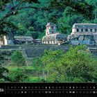 Mexiko 06. Kalenderansicht unten. Dschungellandschaft mit alten Maya-Ruinen in der Mitte.