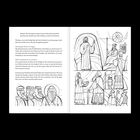 Texte: Fragen über Predigten, schwierige Wörter, Beten.  
Illustrationen: Jesus, Menschen, Szenen aus biblischen Erzählungen.