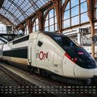 TGV InOui-Zug in einem Bahnhof, Kalenderdaten unten, Nummer 6 rechts.