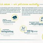 Natürlich oekom – wir publizieren nachhaltig. 25% weniger Treibhausgasemissionen. Recyclingpapier. 500 kg weniger Plastikmüll.