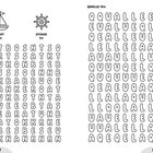 Oben: "ANKER 4x", "BOOT 4x", "STEUER 4x", "QUALLE 14x". Rechts sind Quallen, links ein Suchspiel mit Buchstaben.
