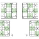 Vier nummerierte Sudoku-Rätsel, nummeriert 17 bis 20, mit grün hervorgehobenen Blöcken.