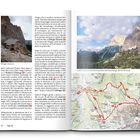 "Rifugio Vicenza", "I colli settentrionali del massiccio del Sassolungo dal Piz da Uridl". Links Hütte, rechts Landschaft, unten Karte.