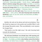 Textabschnitt mit englischem und deutschem Text, sowie Vokabelübersetzungen. Eine Zahl „6“ steht in der Mitte.