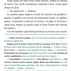 Ein Text auf Italienisch und Deutsch beschreibt, wie ein Kind eine Katze streichelt, die daraufhin zufrieden schnurrt.