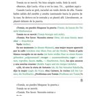 Seite mit spanisch-deutschem Text: Gespräch zwischen Lucía und Tomás, unterbrochen von einer älteren Nachbarin. Seitenzahlen 7 und 8.