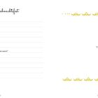 Linke Seite Text: "Dein Weihnachtfest", "Wie habt ihr Weihnachten gefeiert?", "Gibt es ein lustiges Erlebnis, das du mir erzählen kannst?" Rechts dekorative gelbe Muster.