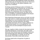 Text über körperliche Erinnerungen und deren Einfluss. Der Körper speichert Erlebnisse intensiver als Gedanken.