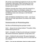 Texte über zweite Erklärung und Eskalationsstufen bei Unklarheiten, strukturiert in Absätzen.