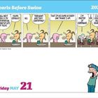 Comic "Pearls Before Swine": Tiere sprechen über "Bestätigung" und "Dummheit". Datum: Freitag, 21. Mai 2027.