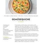 Gemüsequiche Rezept mit Zutaten und Zubereitungsschritten. Bild einer runden Quiche mit buntem Gemüse auf einem Teller.