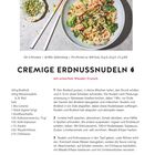 "Cremige Erdnussnudeln mit scharfem Wasabi-Crunch." Ein Rezept mit Brokkoli, Nudeln und Limette. Foto: Nudeln mit Gemüse.