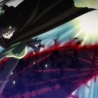 Ich sehe keinen Text. Eine dynamische Anime-Illustration zeigt zwei kämpfende Figuren in bunten Effekten und intensiven Farben.