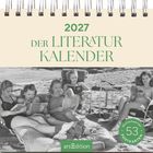 "2027 Der Literatur Kalender. arsEdition. Vier Frauen entspannt am Strand, lesend in Liegestühlen."