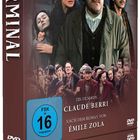 "Germinal" in Weiß auf dunklem Hintergrund, darunter Schauspielernamen. Szenen aus dem Film, u.a. Menschenmenge.