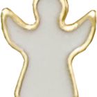 Keine Texte vorhanden. Eine einfache Illustration eines Engelsymbols mit goldener Umrandung.