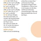 Strickanleitung mit Rundenangaben in Orange. Schritte zum Fertigstellen mit Text und dekorativen Kreisen.
