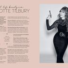 "The real-life beauty icon: CHARLOTTE TILBURY" steht groß geschrieben. Rechts steht eine Frau in einem eleganten Outfit.