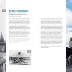 "Perth Town Hall" und Baujahr 1870. Links ein historisches Schwarz-Weiß-Foto, rechts Farbansicht eines modernen Stadtzentrums.