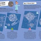 "MAKING A MOON. Was it always there?" 
Texte erklären verschiedene Theorien zur Entstehung des Mondes.  
Illustrationen zeigen Mond- und Erde-Szenarien.