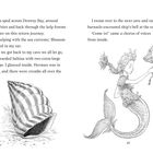 Text: Saltina flitzte durch die Drowsy Bucht... Stimmen von drinnen. Illustration: Meerjungfrau läutet Schiffsglocke.