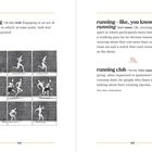 Texte definieren humorvoll Begriffe rund ums Laufen. Illustration zeigt Personen in verschiedenen Laufphasen.