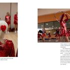 Links: "The Sun City Poms gather for a pep talk..." Rechts: "Cheryl Jackson (in the foreground) joined..." Frauen in roten Kostümen.