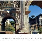 Rom, Forum Romanum. Kalenderblatt mit antikem Bogen, Ruinen im Hintergrund.