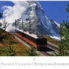 Text: "Schweiz, Matterhorn", "7", "CASARES EDITION". Eine rote Bahn fährt vor einer Berglandschaft mit dem Matterhorn.