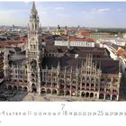Text: "Panorama" und "CASARES EDITION". Kalenderdarstellung für Juli, Blick auf eine gotische Rathausfassade in einer Stadt.