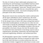 Text befasst sich mit Anna Heringers Philosophie, Architektur und sozialen Aspekten. Erwähnt Iwan Baans Fotografien.