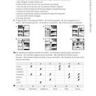 Texte zu Gesprächen und Anweisungen auf Portugiesisch, Tabellen mit Zahlen und Farben, sechs Schwarz-Weiß-Bilder.