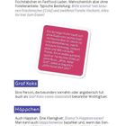 "Forelle Vierkant": Fischstäbchen im Fastfood-Laden. "Graf Koks": Vornehme Person. "Häppchen": Kleine Speise, oft handlich.