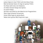 Anleitung zum Malen eines Geheimverstecks. Drei Junge, viele Details: Spinne, rote Teekanne, Lupe, Fragezeichen.