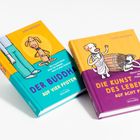 Zwei Bücher von DIRK GROSSER: "DER BUDDHA AUF VIER PFOTEN" und "DIE KUNST DES LEBENS AUF ACHT PFOTEN", beide humorvoll illustriert.