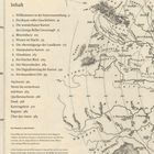 Inhalt bestehend aus Kapiteln zu Karten und Geschichte. Hintergrund zeigt eine alte Karte mit geografischen Details.