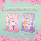 KEHRE ZURÜCK NACH FRANKREICH. Zwei Buchcover: links "The French Escape", rechts "The French Affair". Pastellfarben, romantisch.