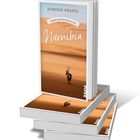 Der Titel lautet "Gebrauchsanweisung für Namibia". Ein Buchstapel zeigt eine Wüste mit einer Oryx-Antilope.