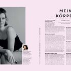 Text: "MEIN KÖRPER; BIANCA (31); Podcast-Macherin und Journalistin."

Links eine Frau in Schwarz-Weiß, gekleidet in ein ärmelloses Oberteil.