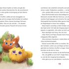 Seite enthält Text über ein knuffiges, honiggelbes Wesen namens Knuffel und drei kleine, bunte Monster. Seite 13 unten.