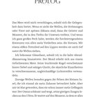 Prolog: Text beschreibt das Meer als bedrohlich und voller Gefahren, mit Geistern, Monstern und Sirenen.