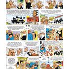 Ein lebhaftes Comic-Layout mit Sprechblasen. Schlagbaum signalisiert „HALT! STOPP!“. Schilder wegen Distanzieren. Krankenhaus mit „HOSPITAL“. Figuren gestikulieren energisch, Action-szenen mit Geräuschen.