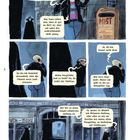 Dialoge: Jemand spricht über einen Umzug, verfolgt zu werden und versucht, den Verfolger abzuhängen. Die Illustration zeigt eine nervöse Person mit Handy in einer urbanen Umgebung bei Nacht.