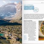 "Wandern und Wildcampen Tadschikistan. Trotz T. Bergwelt aus gezackten Gipfeln und Gletschertälern..." Landschaft mit Bergen.