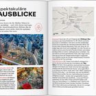 Seite 76-77, Titel: "Spektakuläre Ausblicke". Themen: Aussichtspunkte in Tokio, Shibuya Sky, Karten, Empfehlungen. Links Fotos.