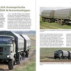 Text: "IFA W 50 LA/A Armeepritsche IFA L 60 4 x 4 DSK N Dreiseitenkipper."  
Bilder: Zwei militärische Lastwagen auf einem Feld.