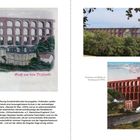 Göltzschtalbrücke, Baujahr 1846-1851; Postkarte (1910); Aufnahme 2025; Illustration mit Bogenbrücke und Landschaft.